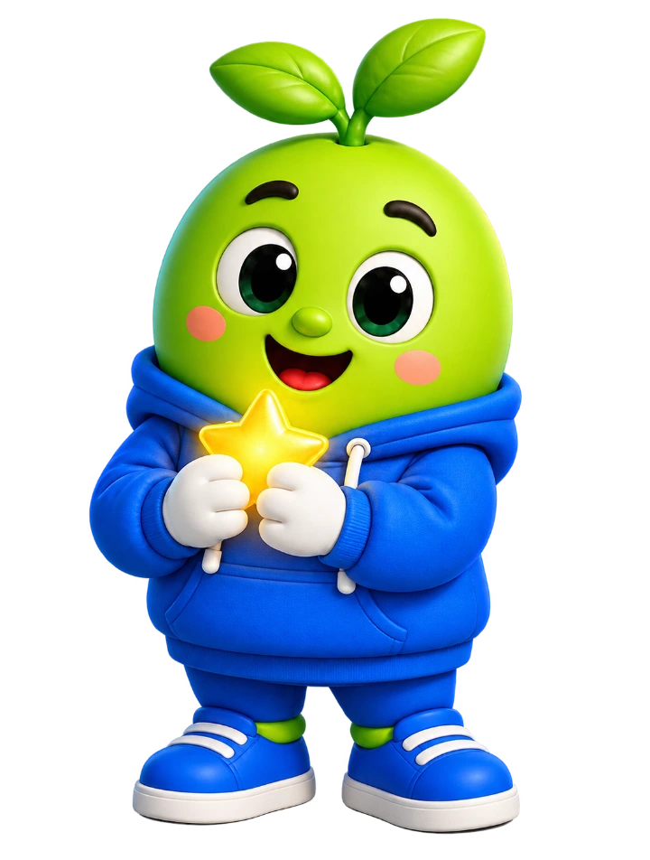 The AllowanceGo buddy proudly holding a golden star.